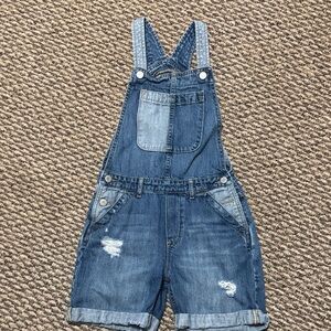 GAP Kids Girls Blue Distressed Denim Overalls